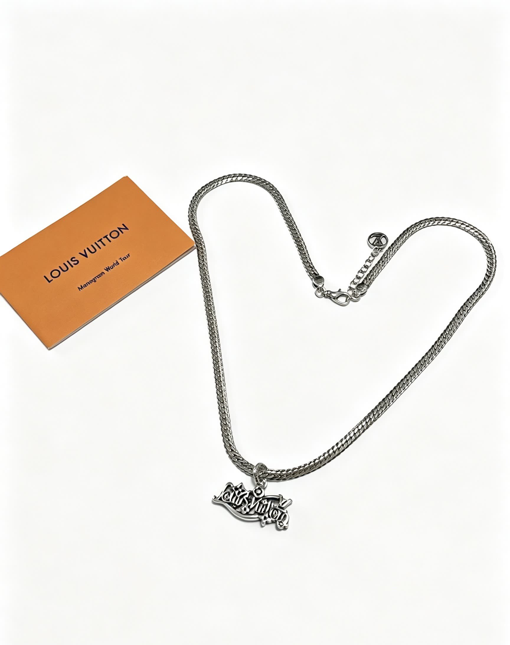 Louis Vuitton Silver Chain with Logo Pendant